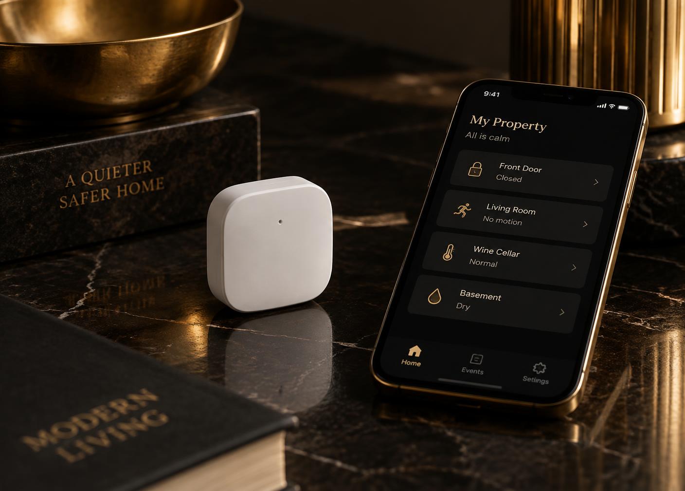Discreet property sensor and mobile property status view